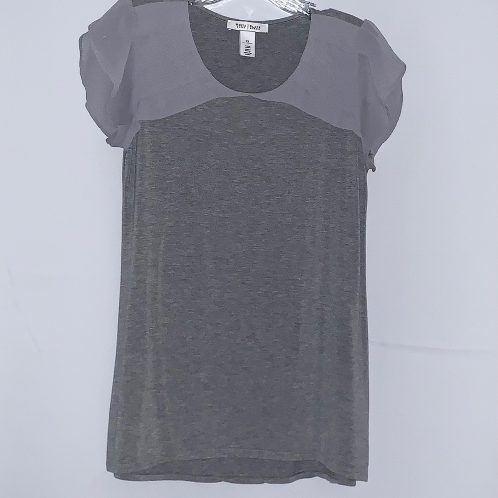 White House Black Market Gray Tee Shirt - Picture 2 of 7